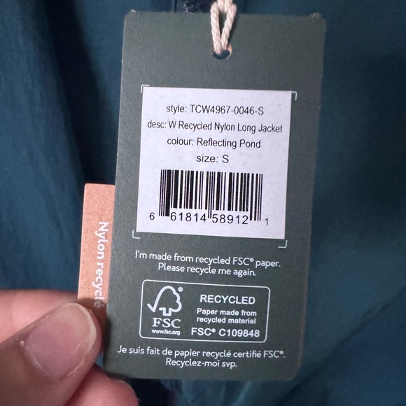 New Tentree Women's Deep Teal Utility Jacket size small - Picture 4 of 12